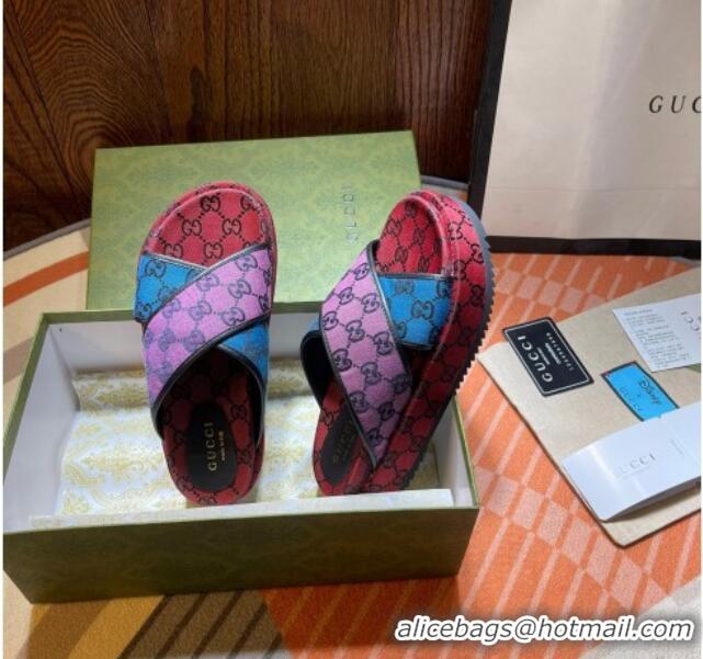 Best Product Gucci GG Denim Platform Sandal 663666 Multicolor 2021