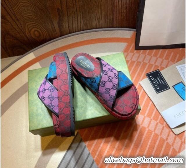 Best Product Gucci GG Denim Platform Sandal 663666 Multicolor 2021