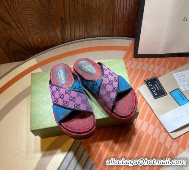 Best Product Gucci GG Denim Platform Sandal 663666 Multicolor 2021