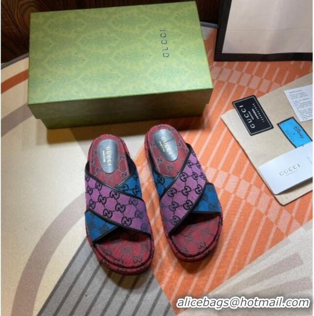 Best Product Gucci GG Denim Platform Sandal 663666 Multicolor 2021