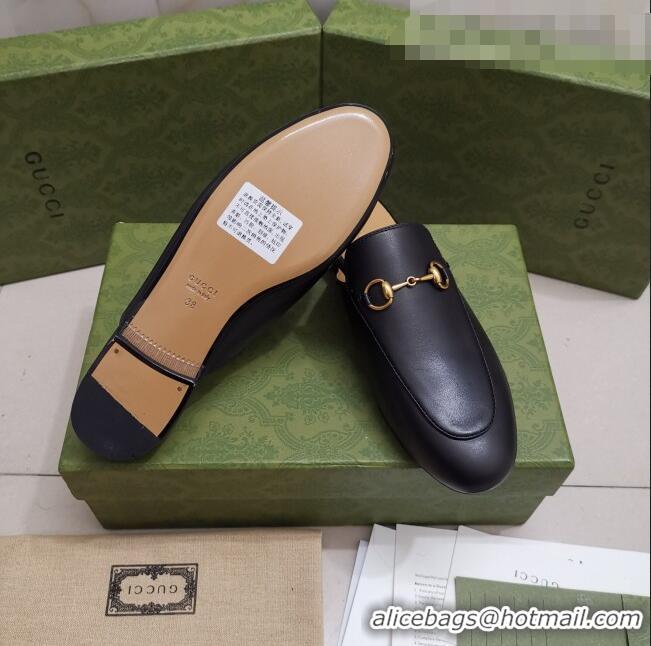 Low Price Gucci Leather Princetown Slipper with Horsebit G43049 Black 2021