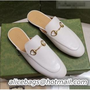 Promotional Gucci Leather Princetown Slipper with Horsebit G43049 White 2021