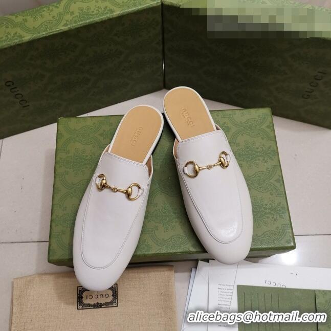 Promotional Gucci Leather Princetown Slipper with Horsebit G43049 White 2021