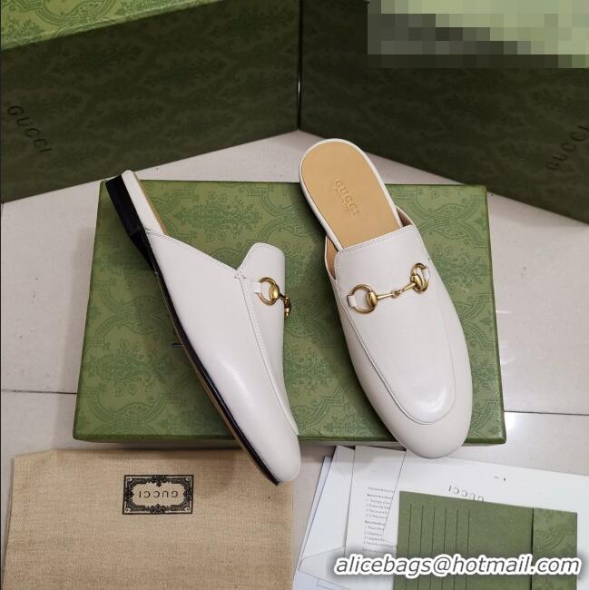 Promotional Gucci Leather Princetown Slipper with Horsebit G43049 White 2021