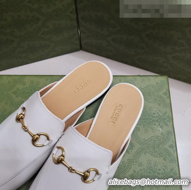 Promotional Gucci Leather Princetown Slipper with Horsebit G43049 White 2021