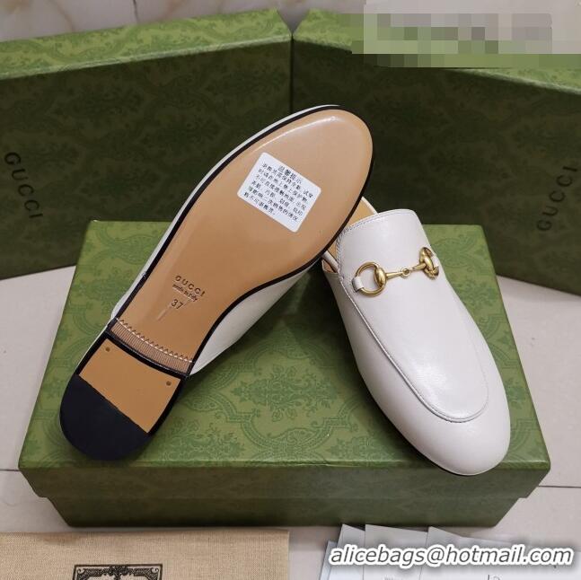 Promotional Gucci Leather Princetown Slipper with Horsebit G43049 White 2021