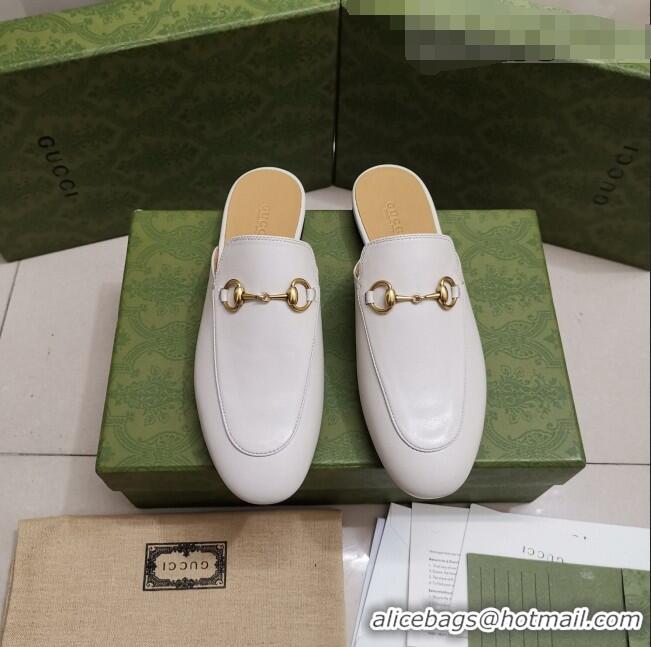 Promotional Gucci Leather Princetown Slipper with Horsebit G43049 White 2021