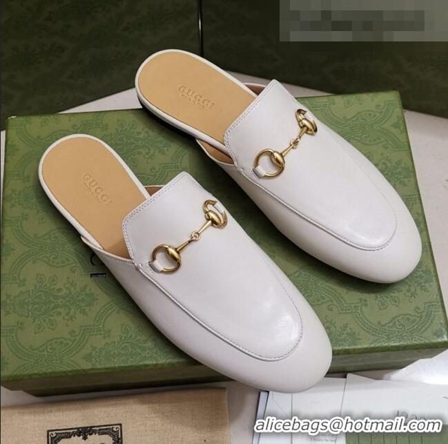 Promotional Gucci Leather Princetown Slipper with Horsebit G43049 White 2021