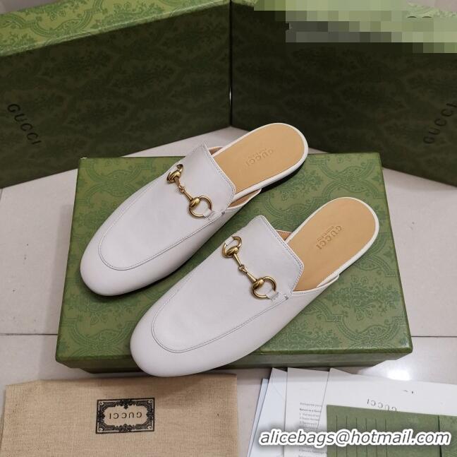 Promotional Gucci Leather Princetown Slipper with Horsebit G43049 White 2021