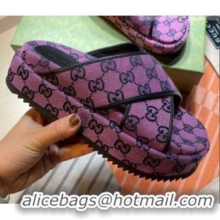 Good Taste Gucci GG Denim Platform Sandal 663666 Purple 2021