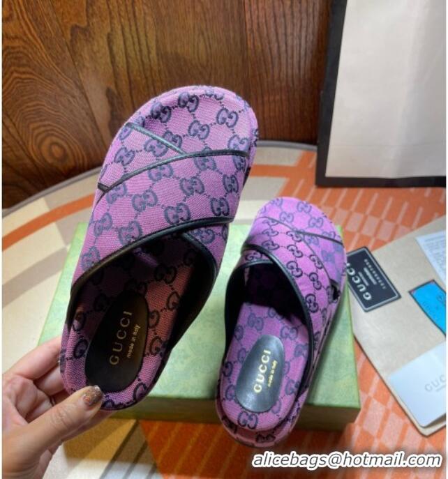 Good Taste Gucci GG Denim Platform Sandal 663666 Purple 2021