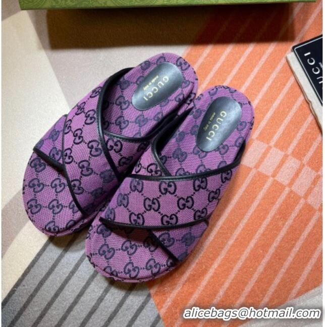 Good Taste Gucci GG Denim Platform Sandal 663666 Purple 2021