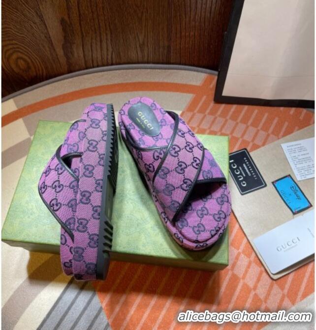 Good Taste Gucci GG Denim Platform Sandal 663666 Purple 2021