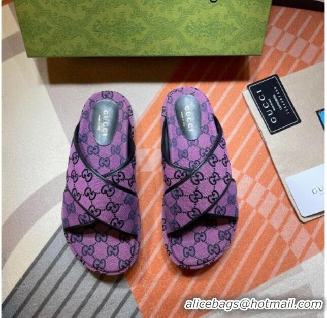 Good Taste Gucci GG Denim Platform Sandal 663666 Purple 2021