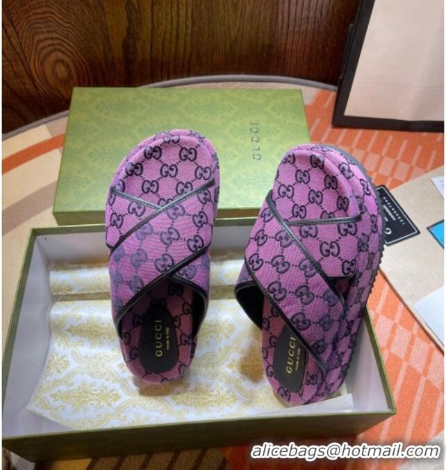 Good Taste Gucci GG Denim Platform Sandal 663666 Purple 2021