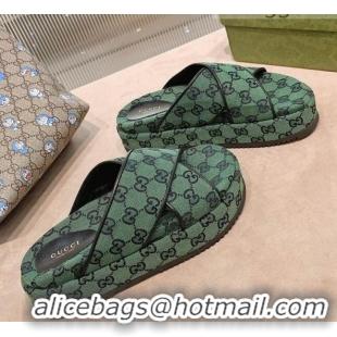 Unique Style Gucci GG Denim Platform Sandal 663666 Green 2021