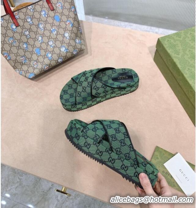 Unique Style Gucci GG Denim Platform Sandal 663666 Green 2021