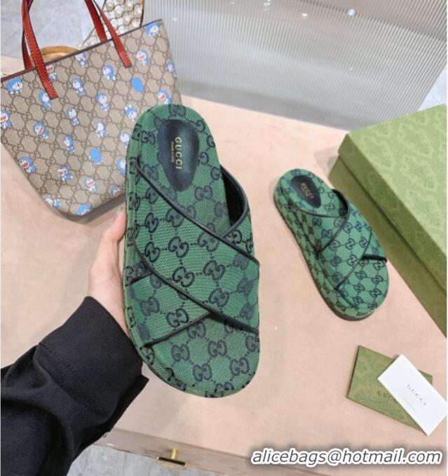 Unique Style Gucci GG Denim Platform Sandal 663666 Green 2021