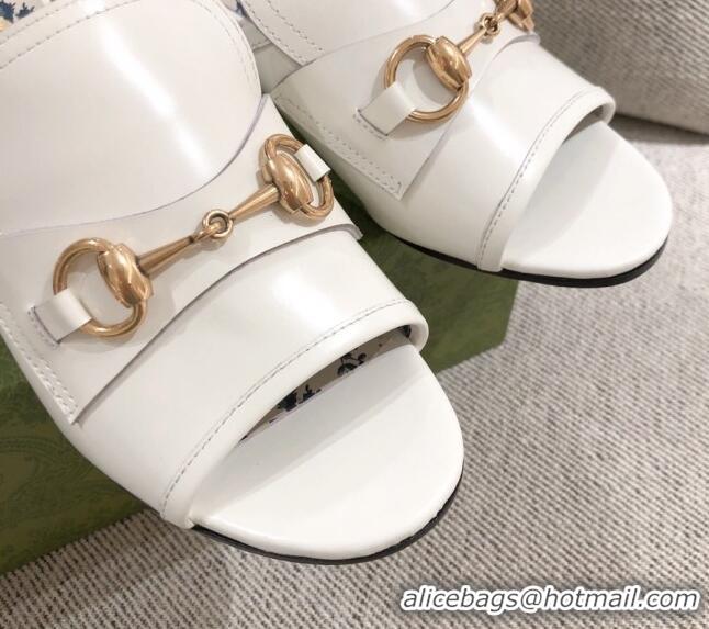 Lower Price Gucci Leather Slide Sandal with Horsebit 0428112 White 2021