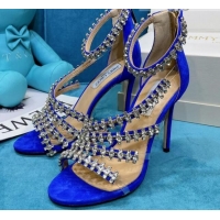 Super Quality Jimmy Choo Crystal Suede Strap Sandals 10cm 050645 Blue 2021