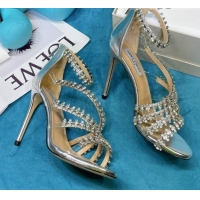 Most Popular Jimmy Choo Crystal Suede Strap Sandals 10cm 050645 Silver 2021