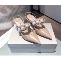 Low Price Jimmy Choo Breslin Lambskin Pearl Heel Mules 6.5cm 051055 Light Pink 2021