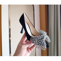 Cheap Price Jimmy Choo Mana Suede Pumps 8.5cm with Crystal Bow 061205 Black 2021