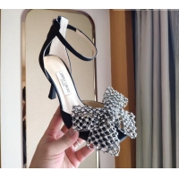 Best Product Jimmy Choo Mana Lambskin Sandals 8.5cm with Crystal Bow 061206 Black 2021