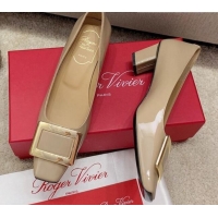 Grade Design Roger Vivier Belle Vivie Patent Calfskin Pumps 4.5cm 042912 Beige 2021