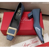 Good Quality Roger Vivier Belle Vivie Patent Calfskin Pumps 4.5cm 042912 Blue 2021