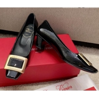 New Style Roger Vivier Belle Vivie Patent Calfskin Pumps 4.5cm 042912 Black 2021