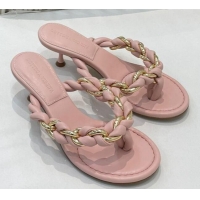 Perfect Bottega Veneta Dot Entwined Thong Sandals 042871 Pink 2021