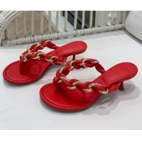 Super Quality Bottega Veneta Dot Entwined Thong Sandals 042871 Red 2021