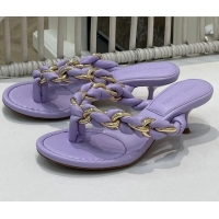 Good Quality Bottega Veneta Dot Entwined Thong Sandals 042871 Purple 2021