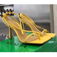 New Design Bottega Veneta Stretch Lambskin Strap Sandals 9cm 050652 Yellow