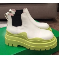 Custom Bottega Veneta Tire Calfskin Short Chelsea Boots 050792 White/Kiwi Green 2021