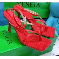 Best Grade Bottega Veneta Stretch Strap Thong Sandals 9cm 060831 Red 2021