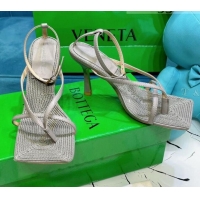 Sumptuous Bottega Veneta Stretch Strap Thong Sandals 9cm 060831 Grey 2021