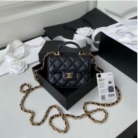 Top Quality CHANEL Top Handle Micro Mini Wallet On Chain AP2200 Black