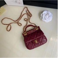 Discount CHANEL Top Handle Micro Mini Wallet On Chain AP2206 Red