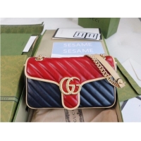 Top Quality Gucci GG Marmont small shoulder bag 443497 Blue and red