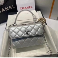 Buy Inexpensive Chanel flap bag with top handle AS2215 Silver