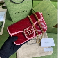 Famous Brand Gucci GG Marmont super mini bag 574969 Wine&Pink