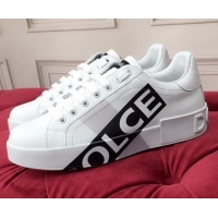 Best Luxury Dolce & Gabbana PORTOFINO Sneakers In Calfskin With Logo Tape White 061627