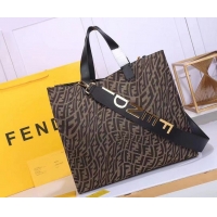 Good Price Fendi FF Canvas Tote Bag FD0485 Black 2021