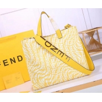 Low Cost Fendi FF Canvas Tote Bag FD0485 Yellow 2021