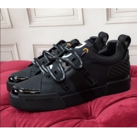 Discount Dolce & Gabbana PORTOFINO Sneakers In Calfskin With Rubber Insert Black 061633