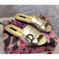 Luxurious Dolce&Gabbana DG Flat Mules 010936 Gold