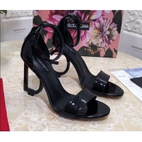 Trendy Design Dolce&Gabbana Patent Leather Sandals with DG Heel 10.5cm 011248 All Black 2021