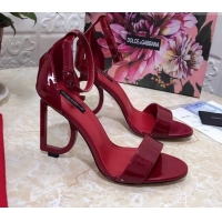 Super Quality Dolce&Gabbana Patent Leather Sandals with DG Heel 10.5cm 011248 Burgundy 2021